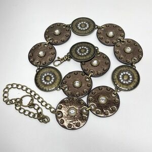 Unbranded Concho Belt Leather Metal Medallions Studded Hammered Rhinestones Boho